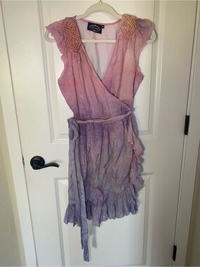 Hand Dyed Lavender Ombre Wrap Dress